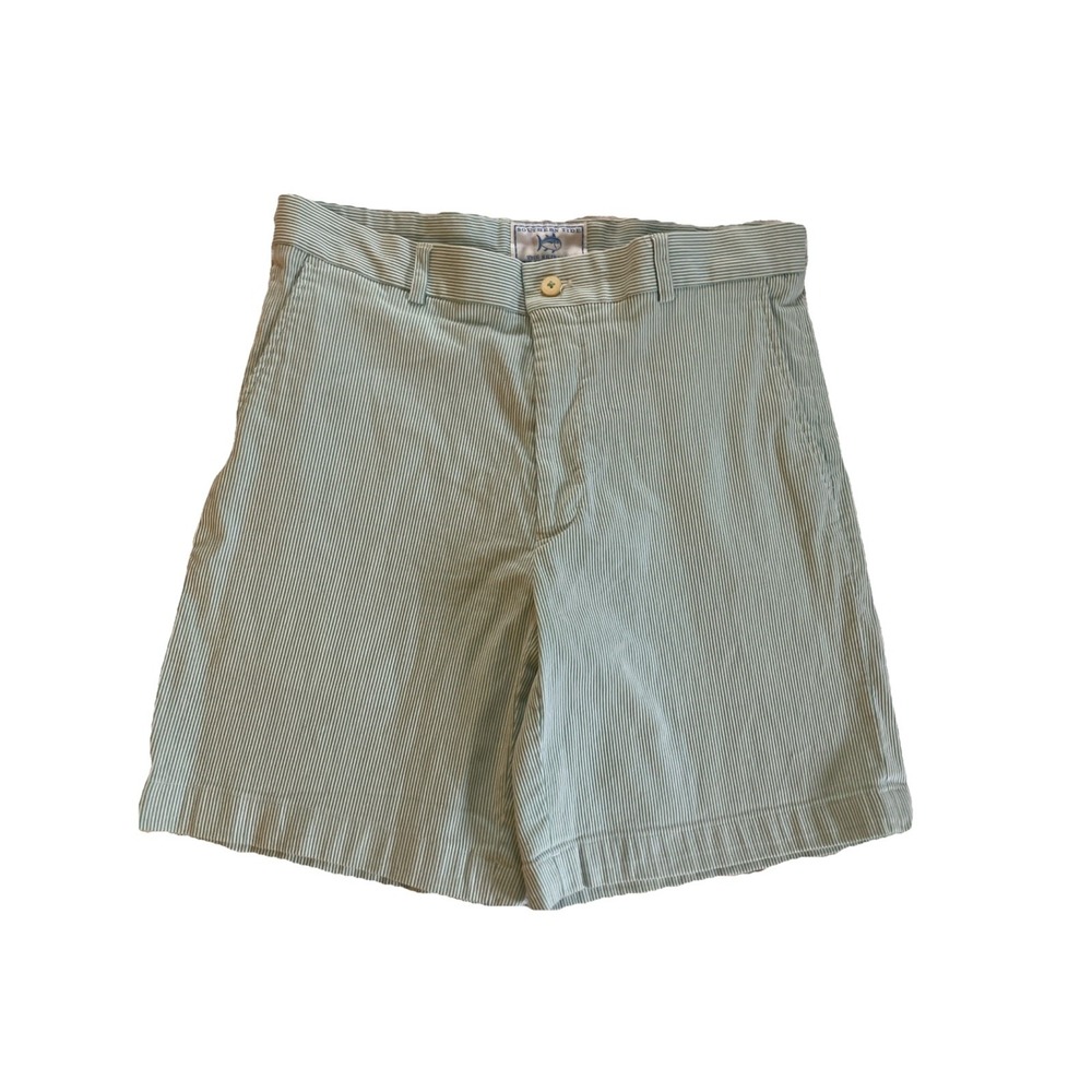 Southern Tide the Skipjack Green Striped Seersucker Bermuda Shorts‎ 33